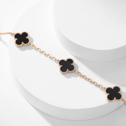 [⭐Aura ]CLOVER 10 MOTIFS ONYX NECKLACE