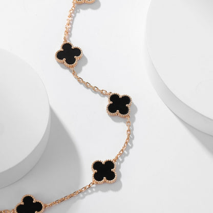[⭐Aura ]CLOVER 10 MOTIFS ONYX NECKLACE