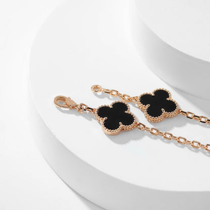 [⭐Aura ]CLOVER 10 MOTIFS ONYX NECKLACE