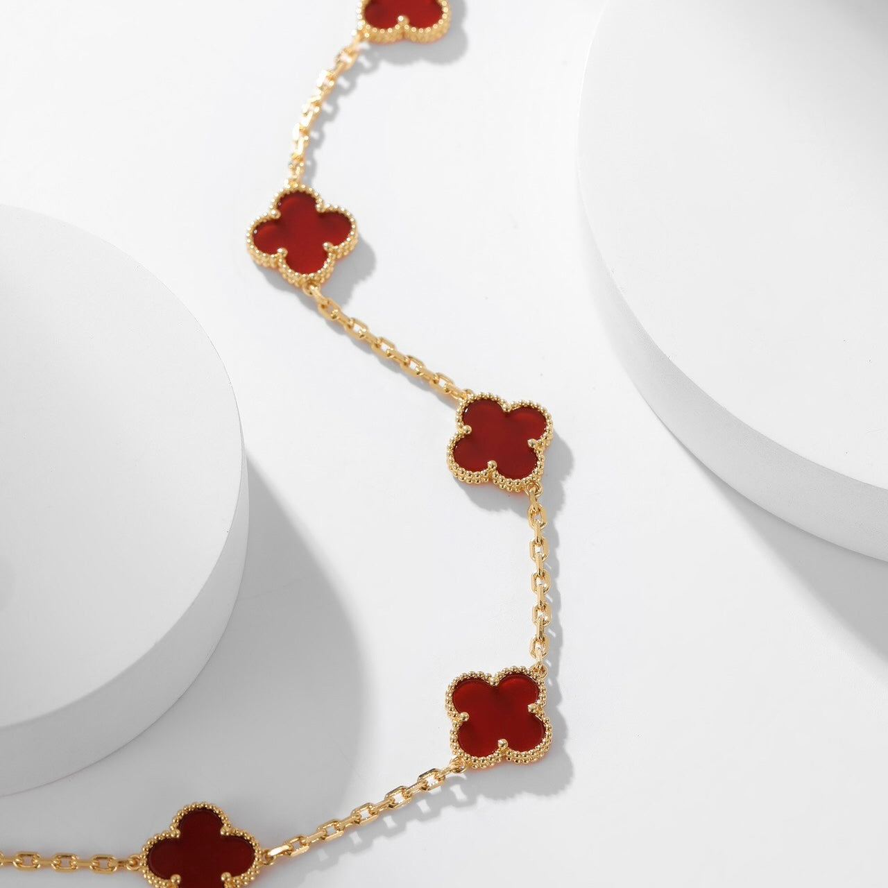 Aura CLOVER 10 MOTIFS CARNELIAN NECKLACE