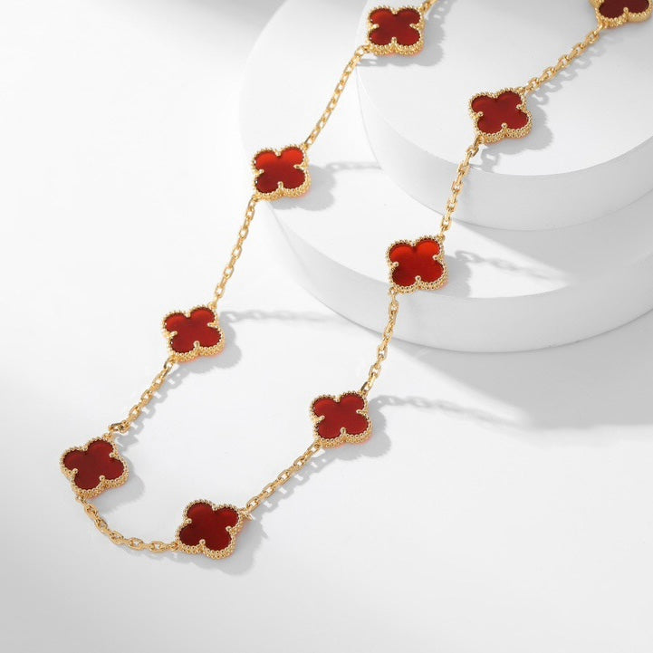 Aura CLOVER 10 MOTIFS CARNELIAN NECKLACE