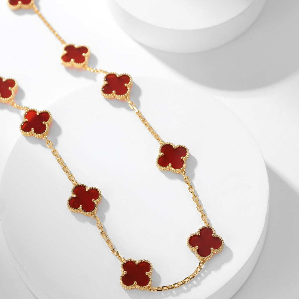 [⭐Aura ]CLOVER 10 MOTIFS CARNELIAN NECKLACE