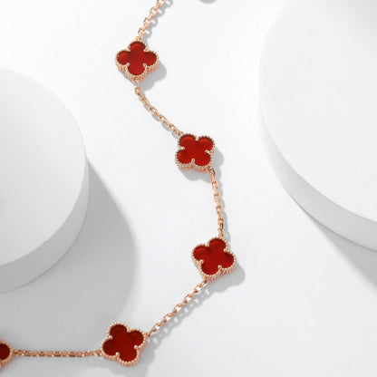 [⭐Aura ]CLOVER 10 MOTIFS CARNELIAN NECKLACE