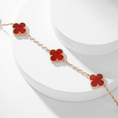 [⭐Aura ]CLOVER 10 MOTIFS CARNELIAN NECKLACE