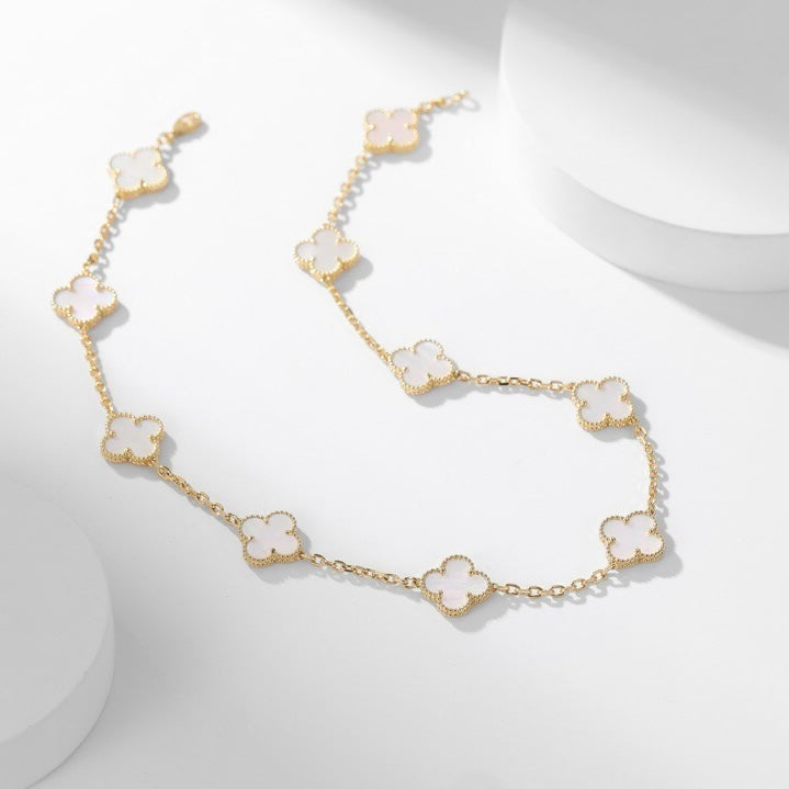 Aura CLOVER 10 MOTIFS WHITE MOTHER OF PEARL NECKLACE