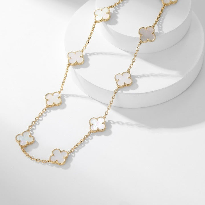 Aura CLOVER 10 MOTIFS WHITE MOTHER OF PEARL NECKLACE