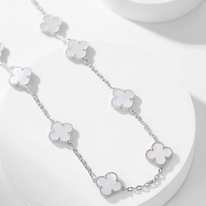 [⭐Aura ]CLOVER 10 MOTIFS WHITE MOTHER OF PEARL NECKLACE