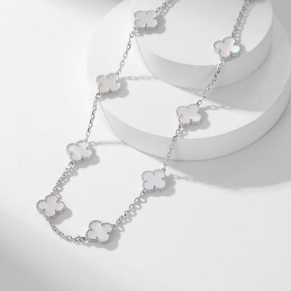 [⭐Aura ]CLOVER 10 MOTIFS WHITE MOTHER OF PEARL NECKLACE