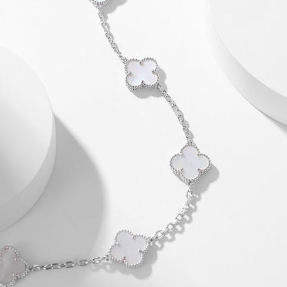 [⭐Aura ]CLOVER 10 MOTIFS WHITE MOTHER OF PEARL NECKLACE