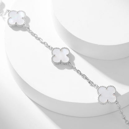 [⭐Aura ]CLOVER 10 MOTIFS WHITE MOTHER OF PEARL NECKLACE