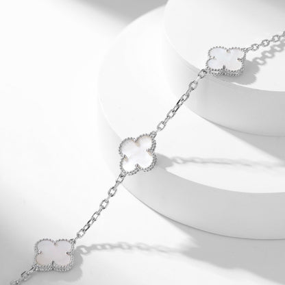 [⭐Aura ]CLOVER 10 MOTIFS WHITE MOTHER OF PEARL NECKLACE