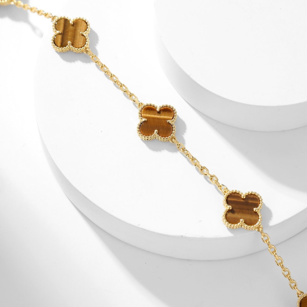 Aura CLOVER 10 MOTIFS TIGER EYE NECKLACE
