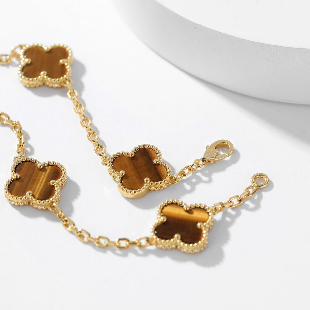 Aura CLOVER 10 MOTIFS TIGER EYE NECKLACE