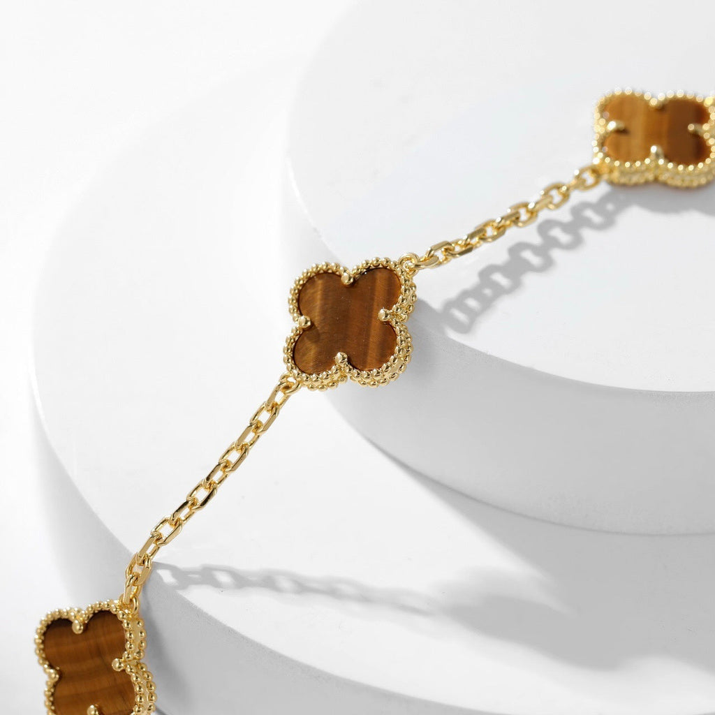 Aura CLOVER 10 MOTIFS TIGER EYE NECKLACE