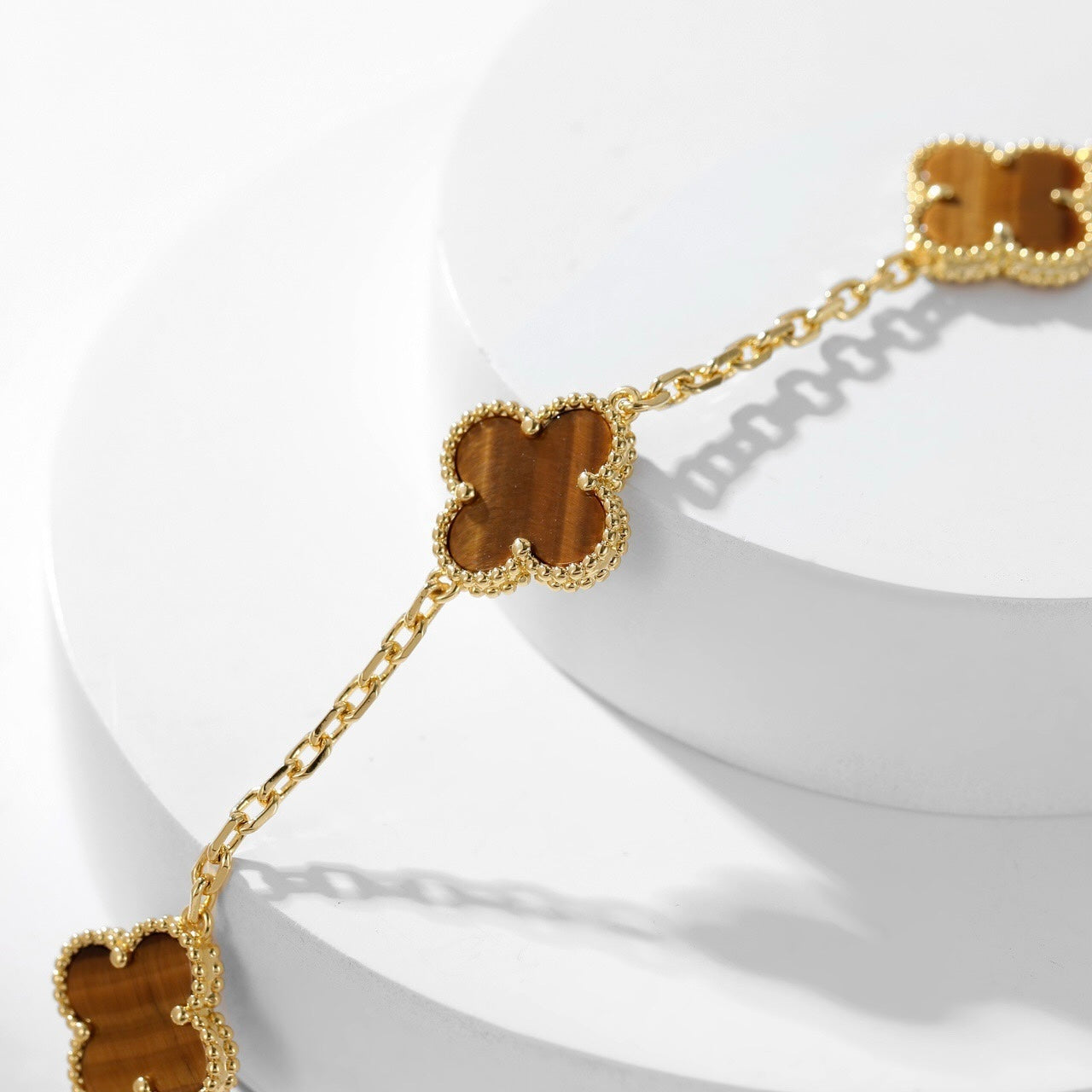 Aura CLOVER 10 MOTIFS TIGER EYE NECKLACE
