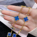 Aura CLOVER 10 MOTIVE BLAUER ACHAT HALSKETTE