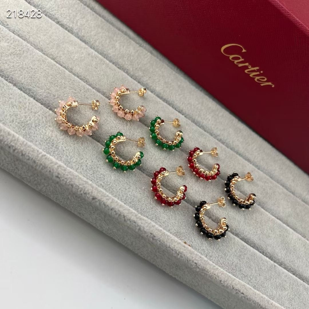 [Aura ] NEW COLORED GEMSTONE COLLECTION SMALL HOOP EARRINGS