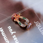 Aura FORC LARGE HORSESHOE  COLORED DIAMOND BRACELET SILVER