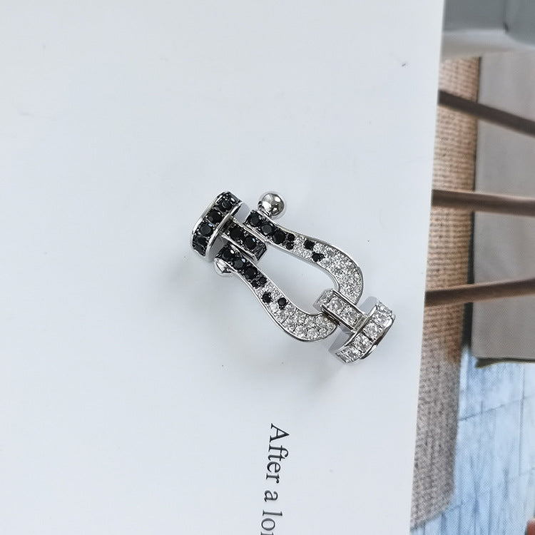 Aura FORCE LARGE HORSESHOE BLACK WHITE DIAMOND BRACELET ROSE GOLD
