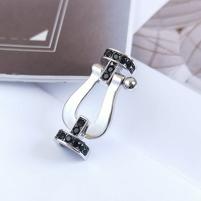 Aura FORCE GROSSES HUFEISEN SCHWARZ DIAMANT ARMREIF SILBER