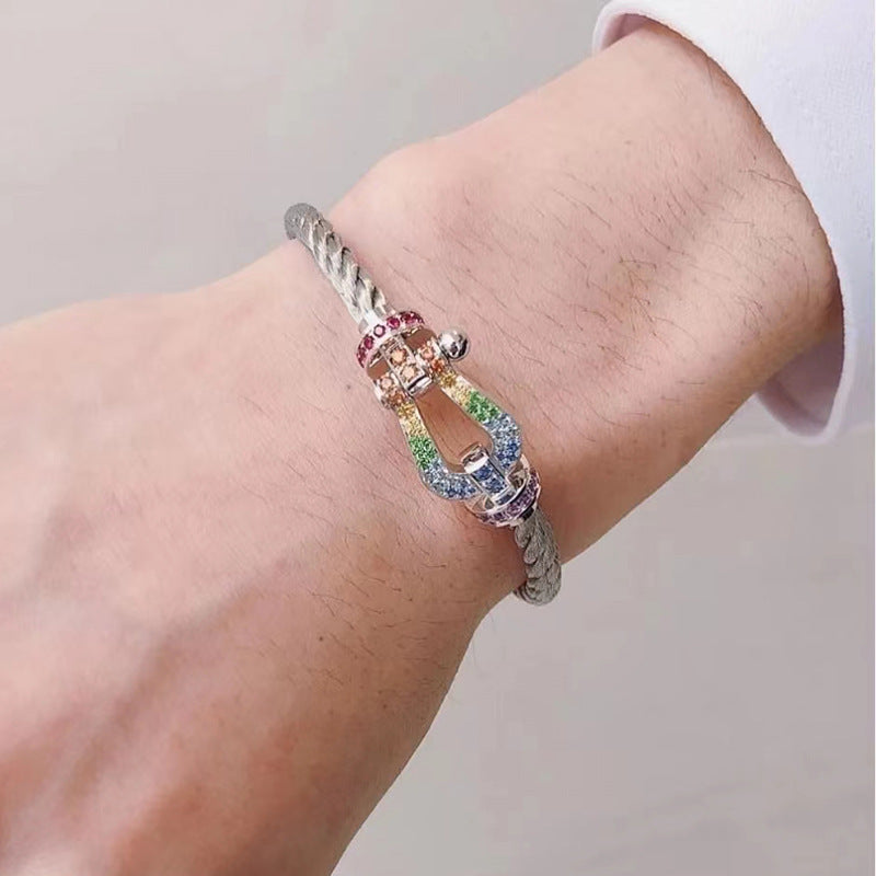 Aura FORCE LARGE HORSESHOE  COLORED DIAMOND BRACELET ROSE GOLD
