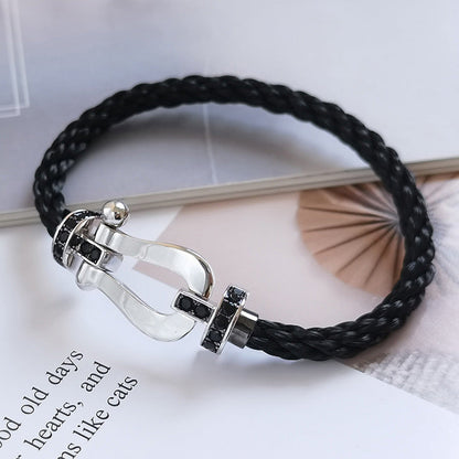 Aura FORCE GROSSES HUFEISEN SCHWARZ DIAMANT ARMREIF SILBER