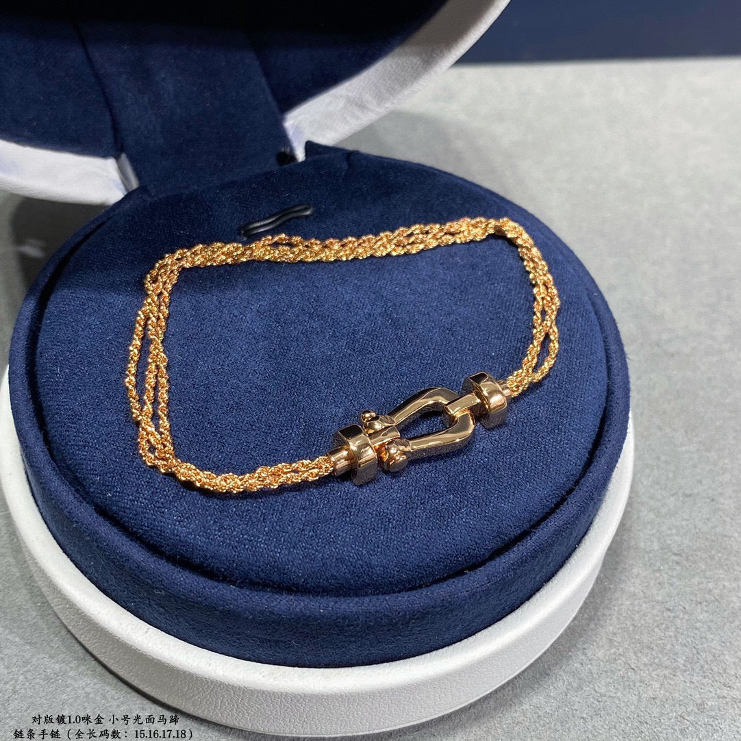 [⭐Aura ]FORCE SMALL HORSESHOE  DIAMOND CHAIN ROPE BRACELET
