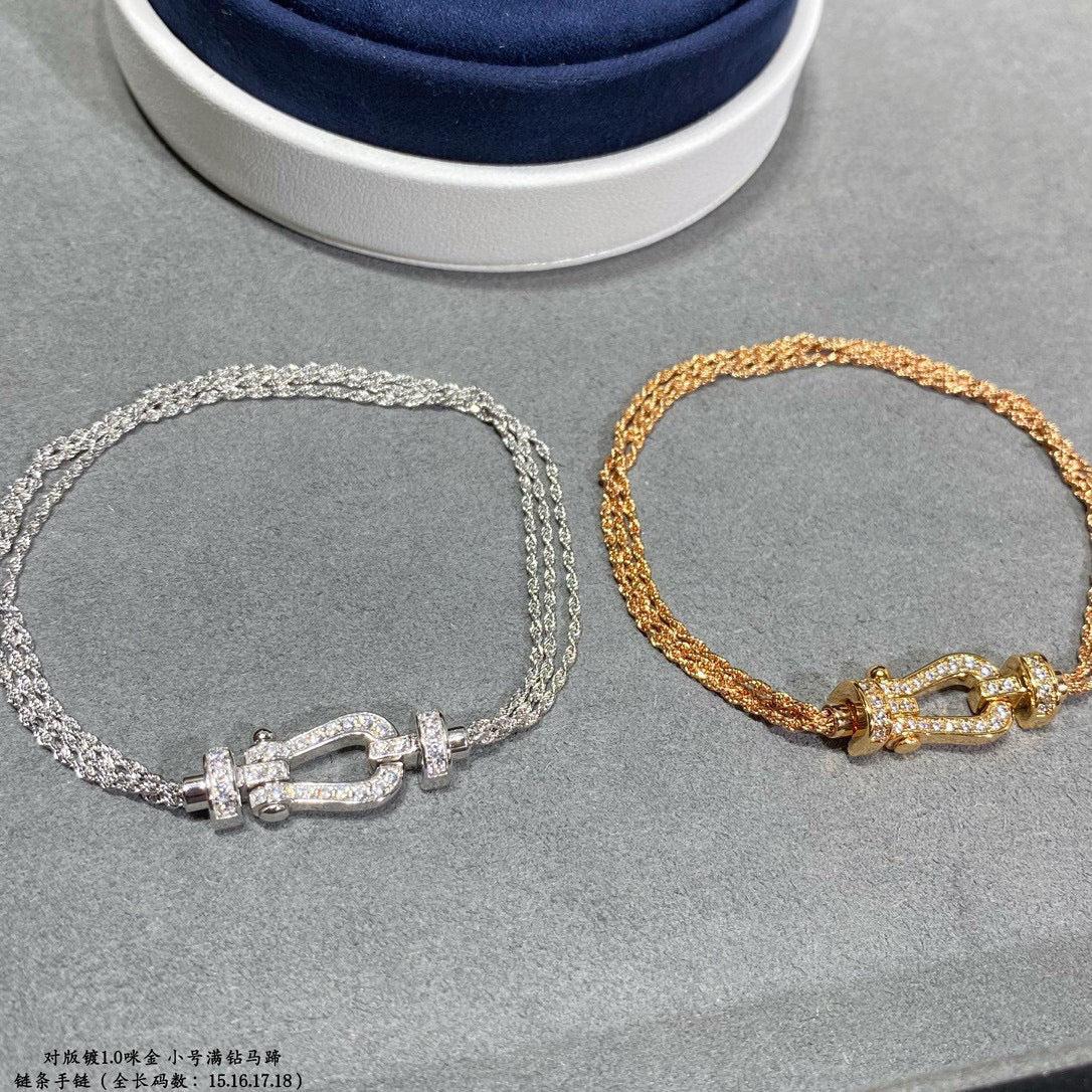 Aura FORCE SMALL HORSESHOE  DIAMOND CHAIN ROPE BRACELET