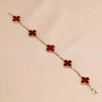 [Aura ]New  CLOVER 5 MOTIF RED CORNELIAN BRACELET COLLECTION