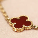 [Aura ]New  CLOVER 5 MOTIF RED CORNELIAN BRACELET COLLECTION