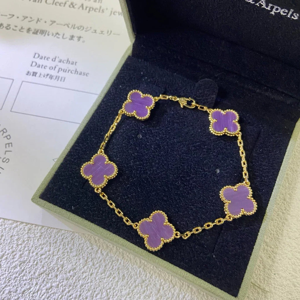 [Aura ]New  CLOVER 5 MOTIF VIOLET BRACELET COLLECTION