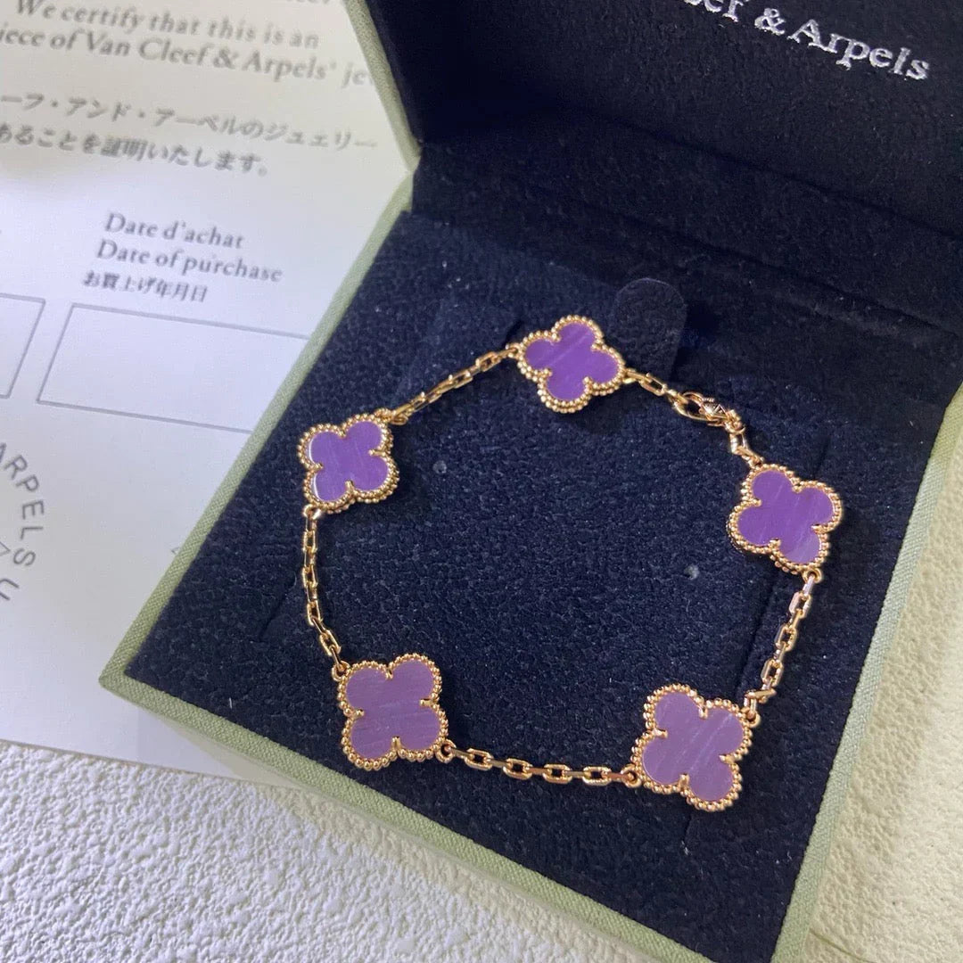 [Aura ]New  CLOVER 5 MOTIF VIOLET BRACELET COLLECTION