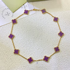 Aura CLOVER 10 MOTIFS  PURPLE VIOLET  NECKLACE