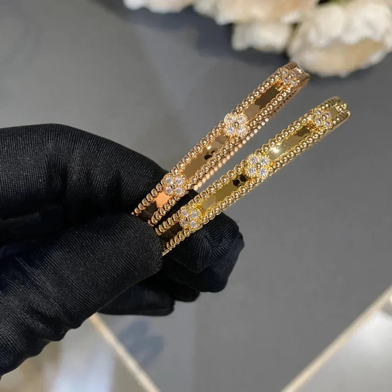 Aura CLOVER BRACELET 4MM DIAMONDS