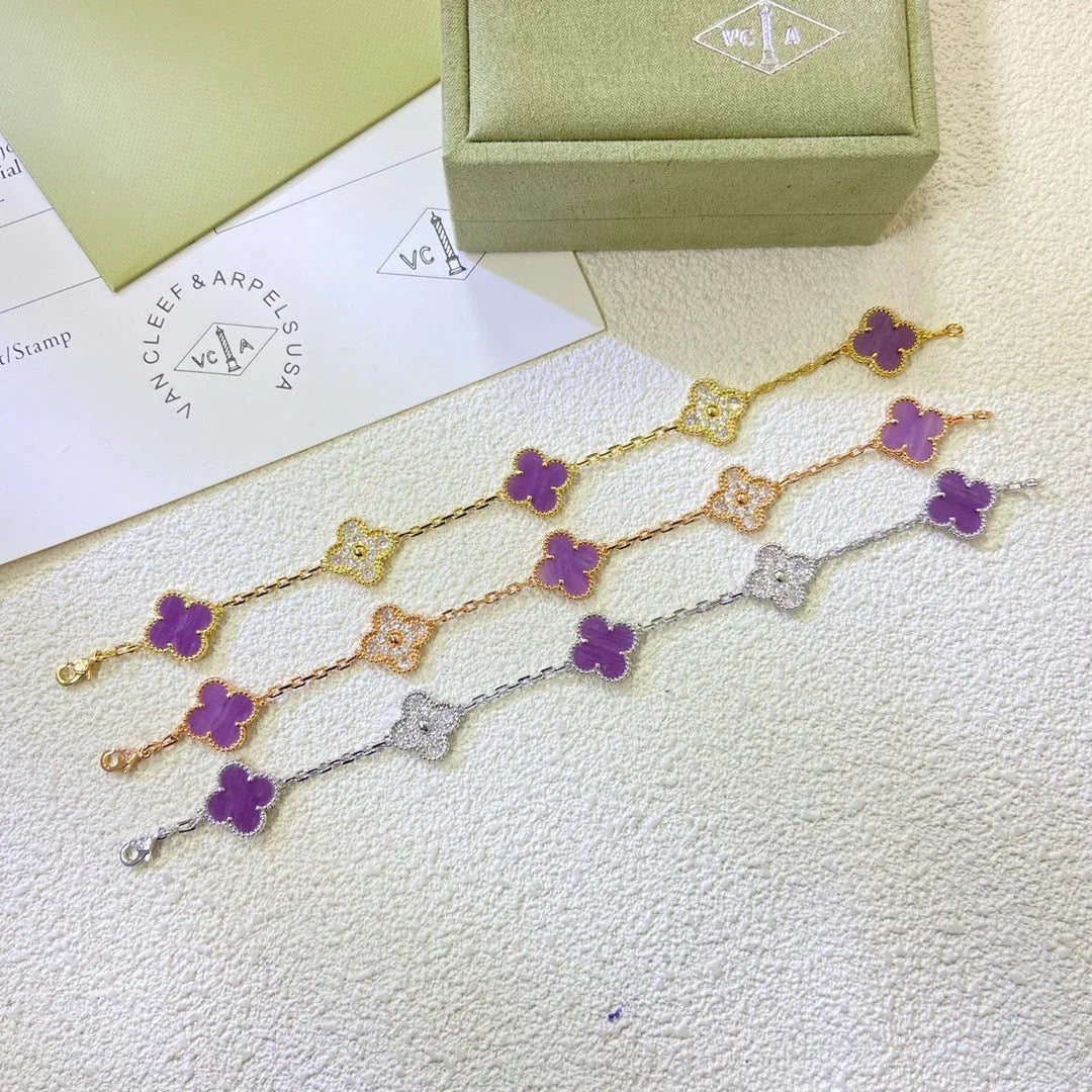 [Aura ]New  CLOVER 5 MOTIF VIOLET BRACELET COLLECTION