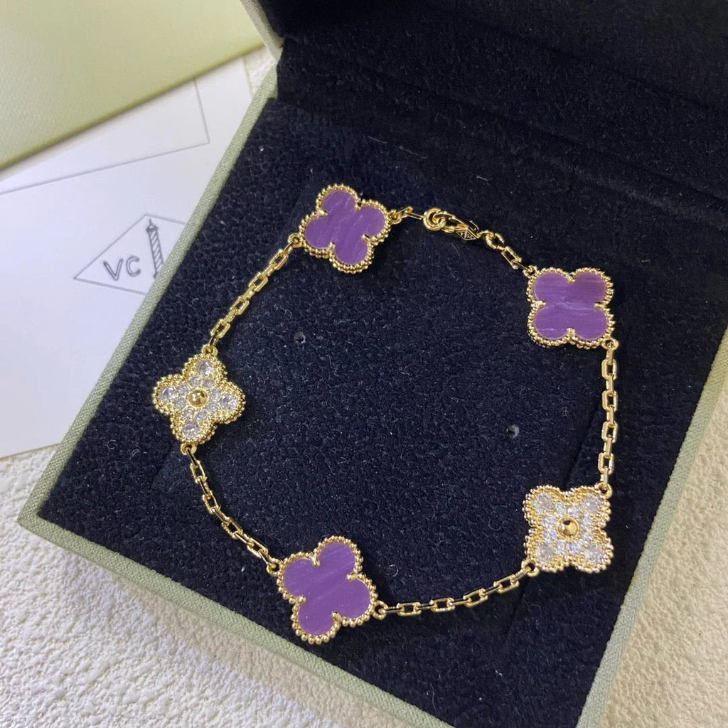 [Aura ]New  CLOVER 5 MOTIF VIOLET BRACELET COLLECTION