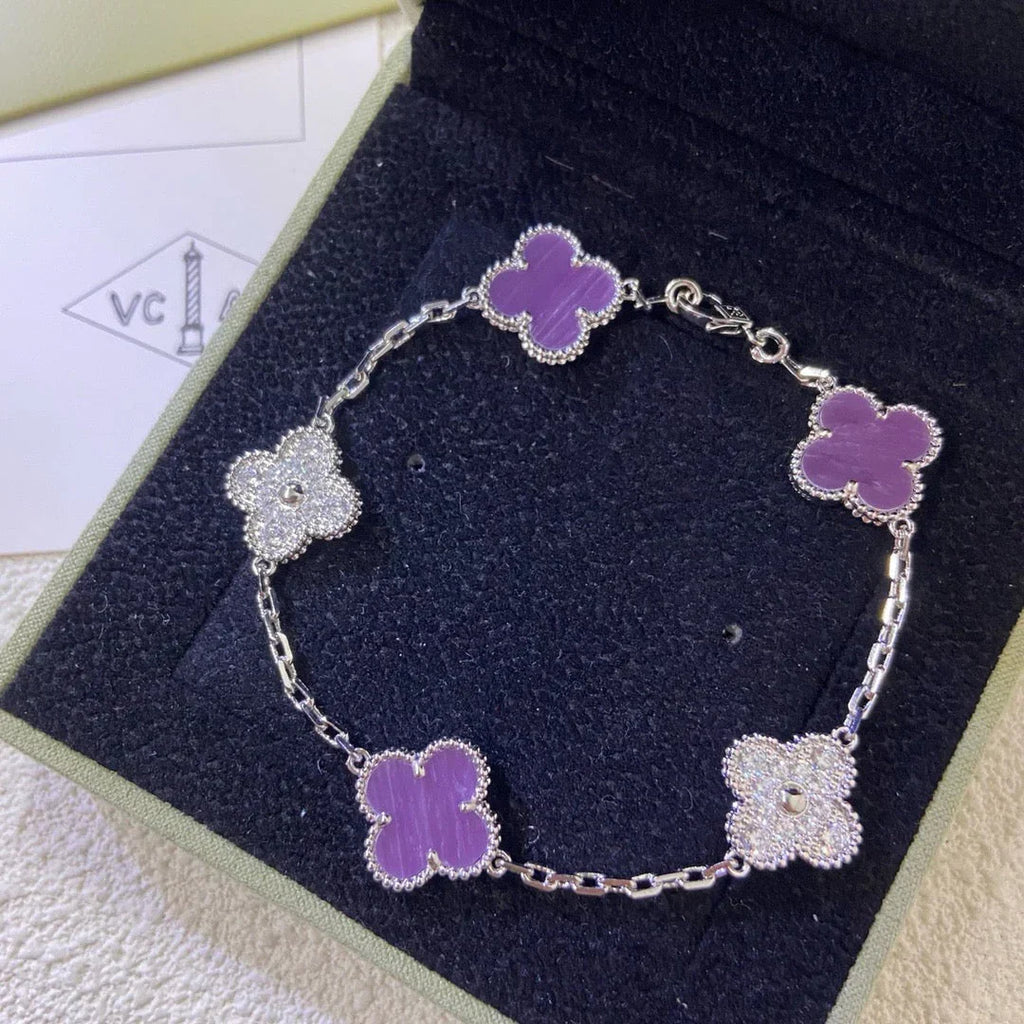[Aura ]New  CLOVER 5 MOTIF VIOLET BRACELET COLLECTION