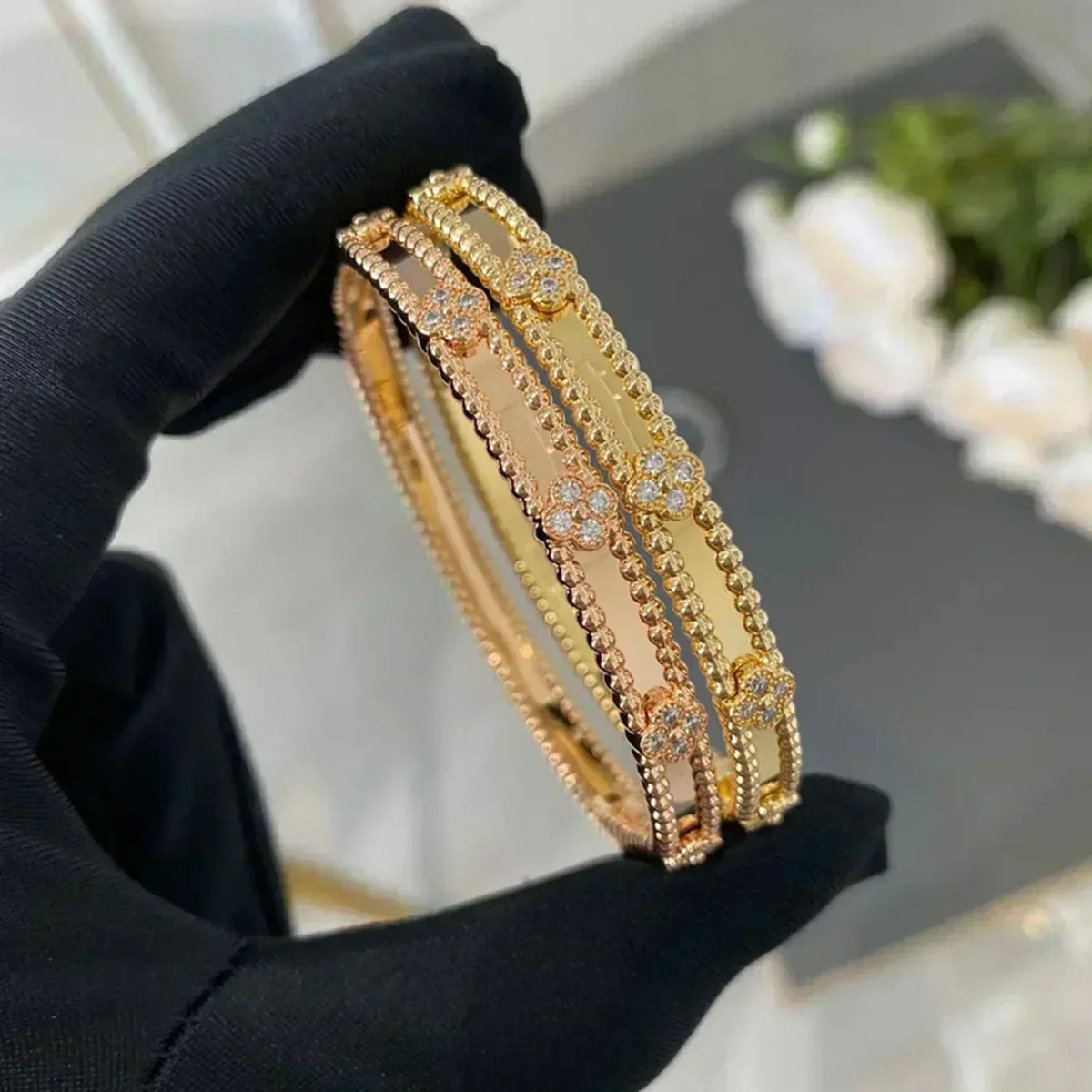 Aura CLOVER ARMBAND 4MM DIAMANTEN