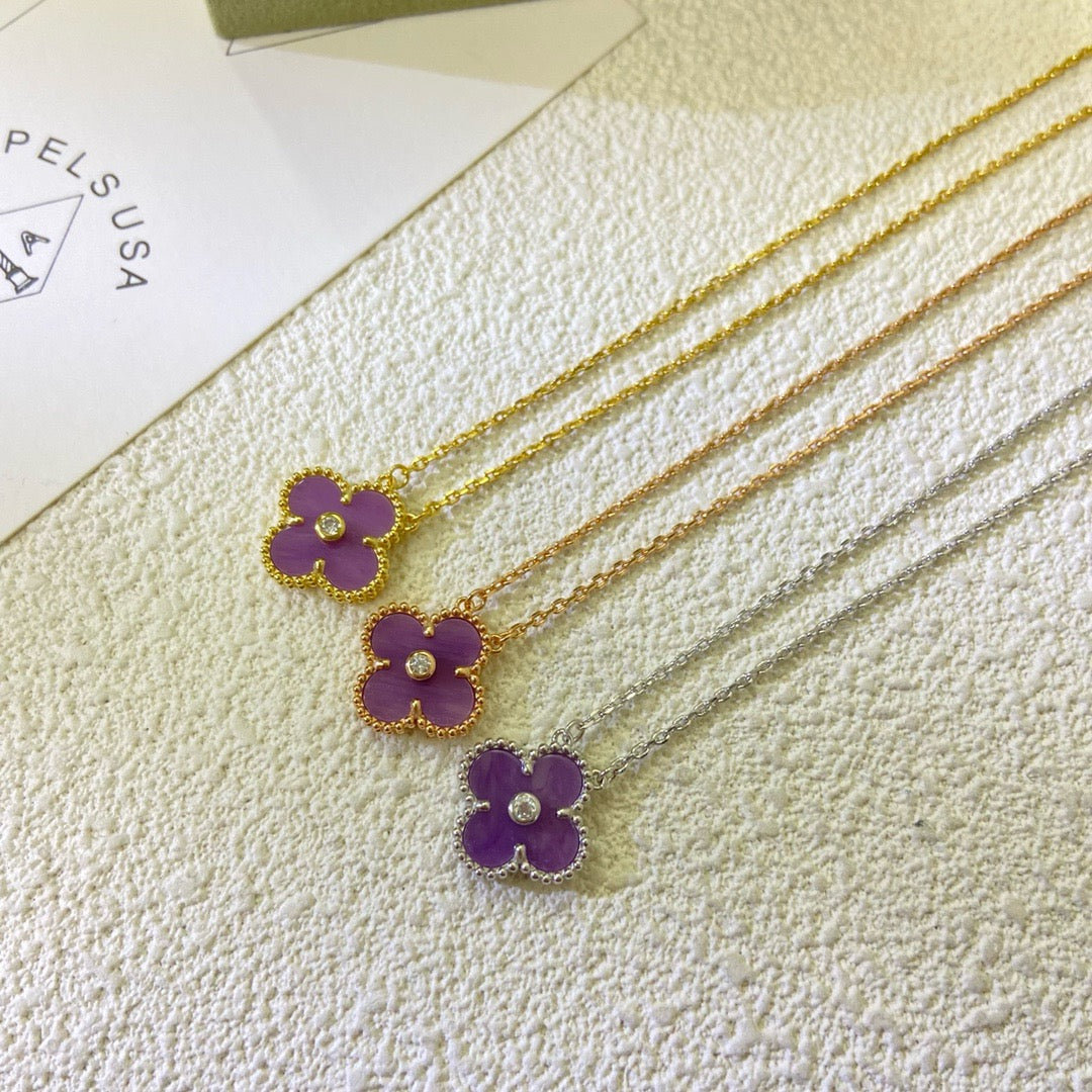 Aura CLOVER 15MM DIAMANT LILA-VIOLETT HALSKETTE