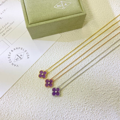 Aura CLOVER 15MM DIAMANT LILA-VIOLETT HALSKETTE