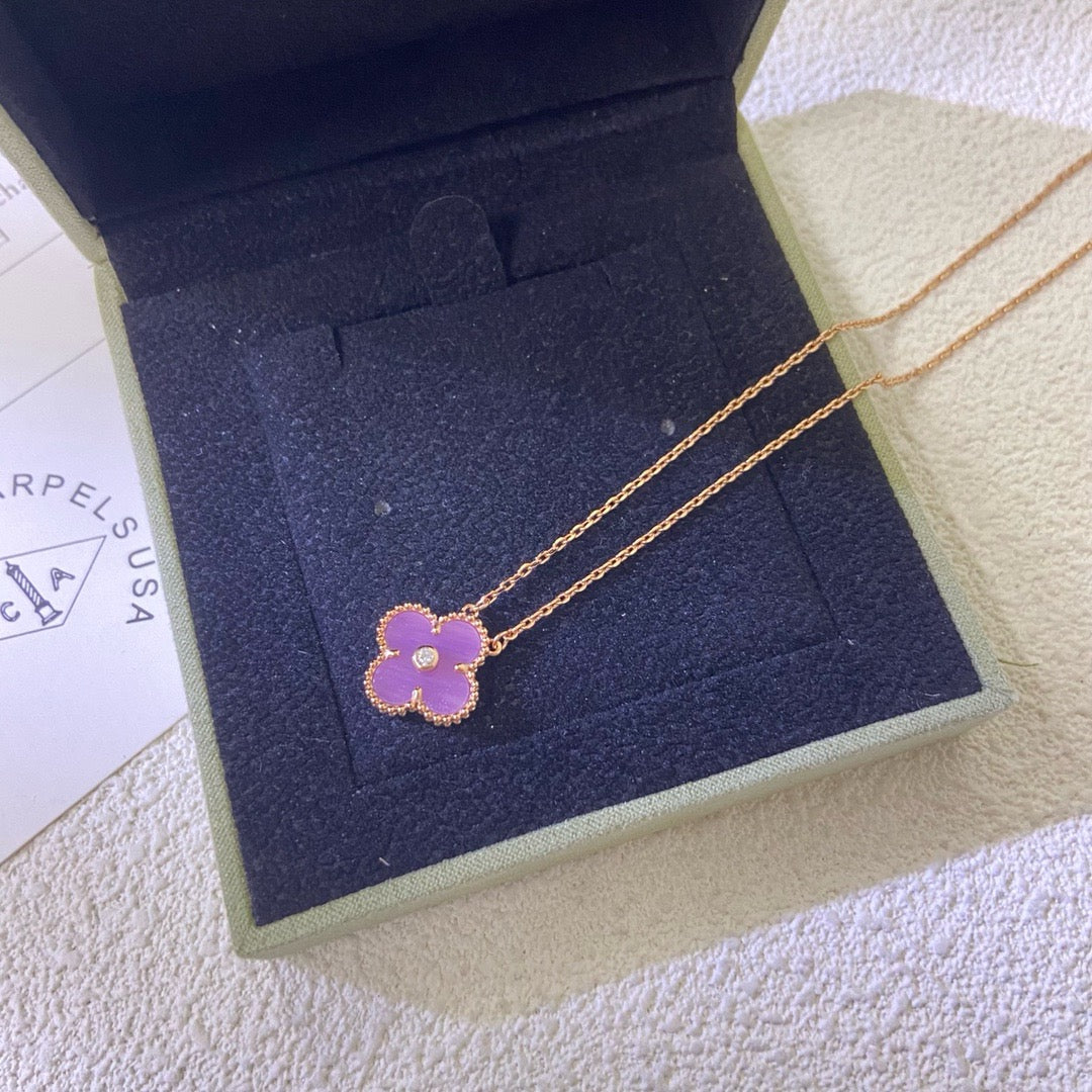 Aura CLOVER 15MM DIAMOND  PURPLE VIOLET NECKLACE