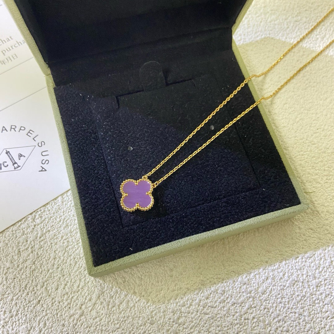 Aura CLOVER 15MM  PURPLE VIOLET NECKLACE