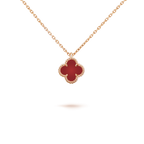 Aura CLOVER MINI 9.5MM WHITE CARNELIANS NECKLACE