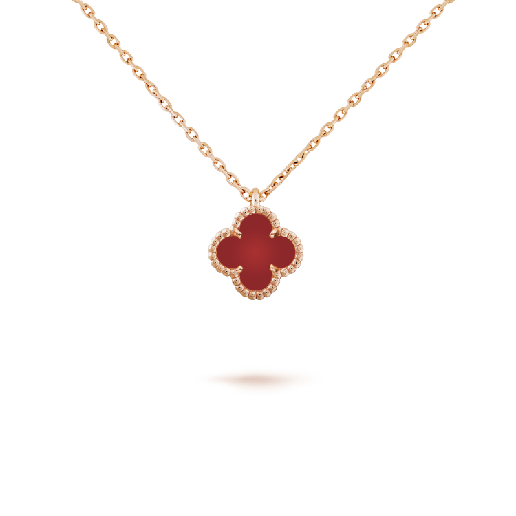 [⭐Aura ]CLOVER MINI 9.5MM WHITE CARNELIANS NECKLACE