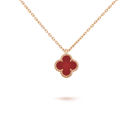 [⭐Aura ]CLOVER MINI 9.5MM WHITE CARNELIANS NECKLACE