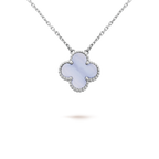 Aura CLOVER 15MM BLAUER CHALCEDON HALSKETTE SILBER