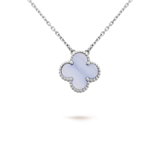 Aura CLOVER 15MM BLAUER CHALCEDON HALSKETTE SILBER