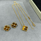Aura CLOVER 15MM DIAMOND AND YELLOW TIGER'S EYE AGATE necklace