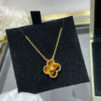 Aura CLOVER 15MM DIAMOND AND YELLOW TIGER'S EYE AGATE necklace
