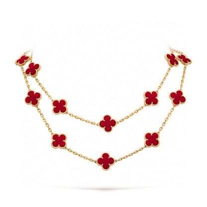[⭐Aura ]CLOVER 20 MOTIFS CARNELIAN NECKLACE